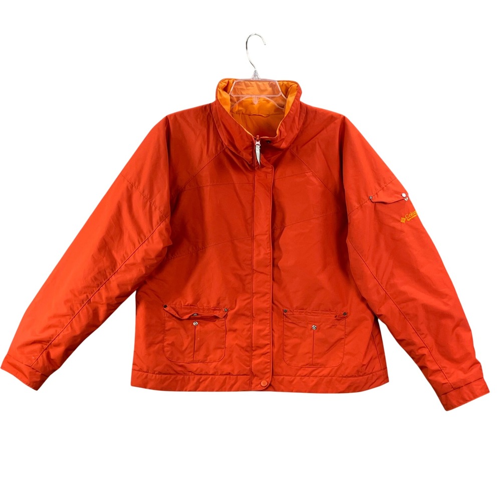Columbia Jacket Women's L Orange Sportswear Full Zip Outdoor Pockets Hiking Coat
